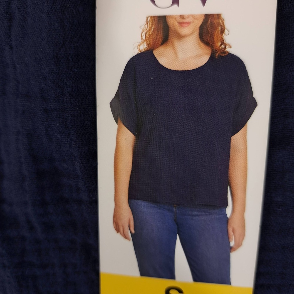 Gloria Vanderbilt Womens Blouse S Navy NWT Cotton Gauze 1823-182